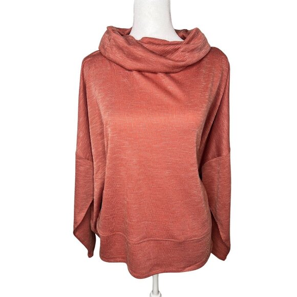 89th + Madison Womens Rusty Red Striped Cowl Neck Sweater Medium - Picture 8 of 11